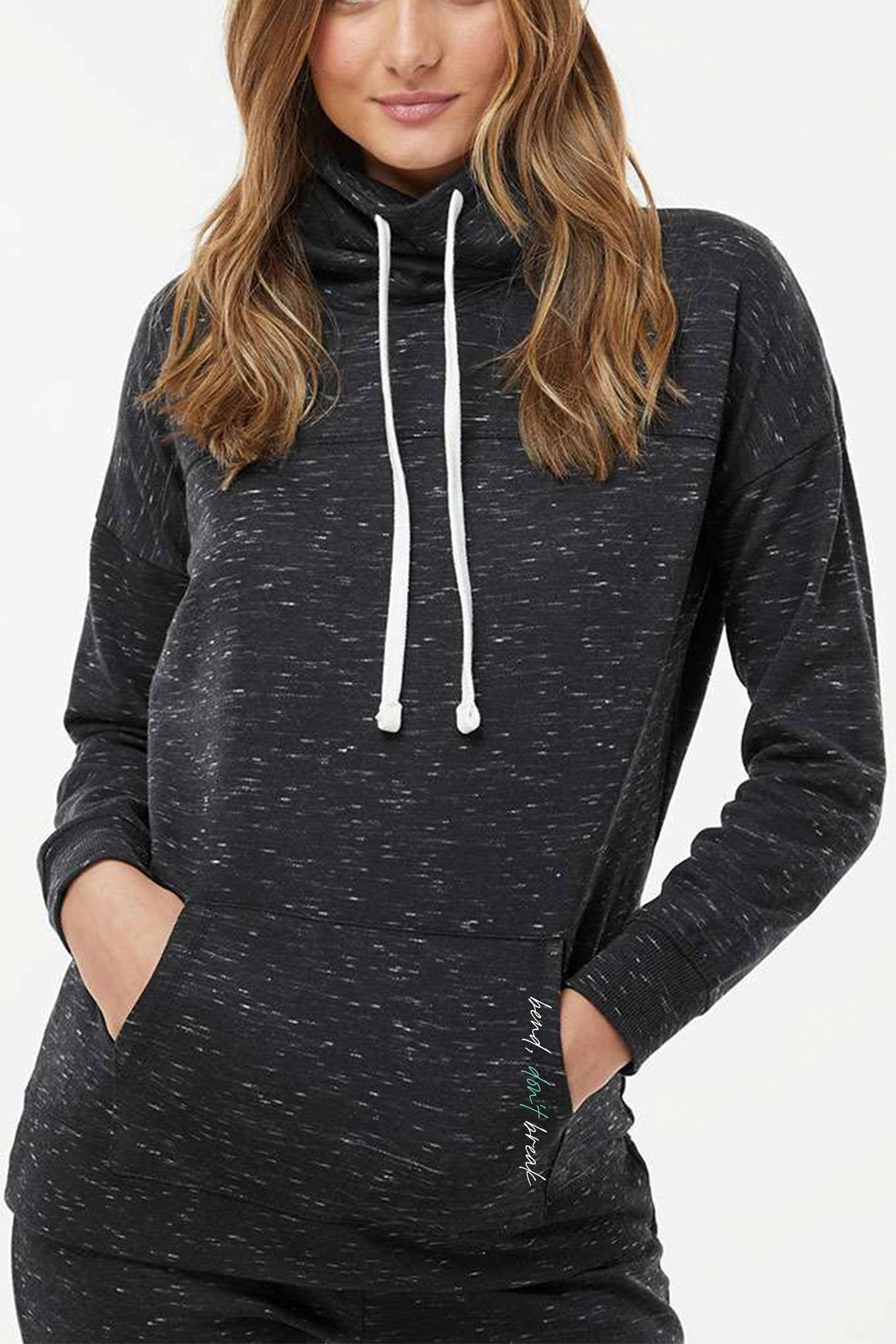 5013 - Women's Bend Don’t Break Cowl Neck Sweatshirt / Black