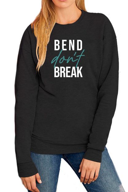 4206 - “Bend Don't Break" Fleece Unisex Crew Neck/Heather Black - FINAL SALE