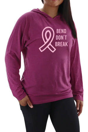 3312 - Bend Don't Break Ribbon Unisex Lightweight Hoodie - Berry