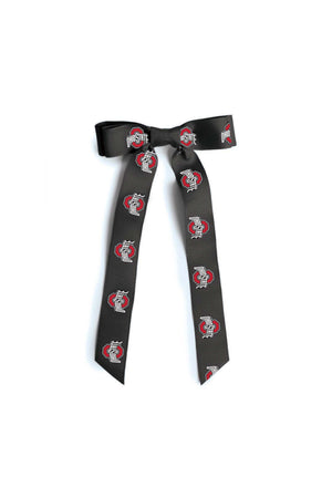 1217 - Ohio State Bow Hair Barrette/Black