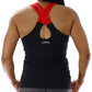 4003 - Criss Cross Back Tank - Black/Red