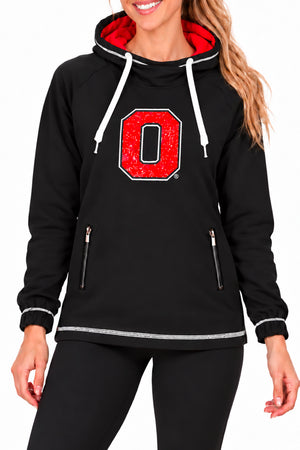 Ohio State Luxe Sparkle Block O Snorkel Hoodie - Black