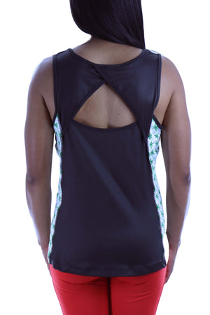 1304 - Ohio State Buckeye Leaves Open Back Tank - Black