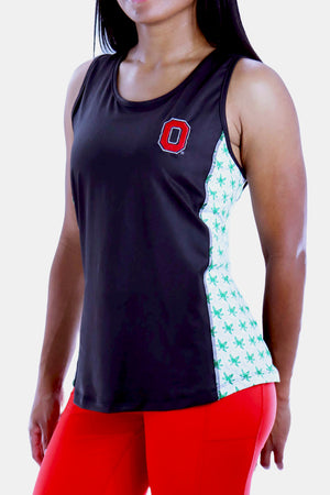 1304 - Ohio State Buckeye Leaves Open Back Tank - Black