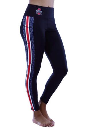 1407 - Ohio State Ohio State Buckeye Leaves Legging/Black Tonal