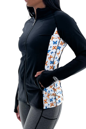 3204  - Butterfly Luxe Full Zip Panel Pullover - Butterfly Print