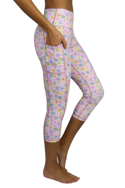 5203 - The Bend Love Candy Hearts Cell Pocket Capri - FINAL SALE