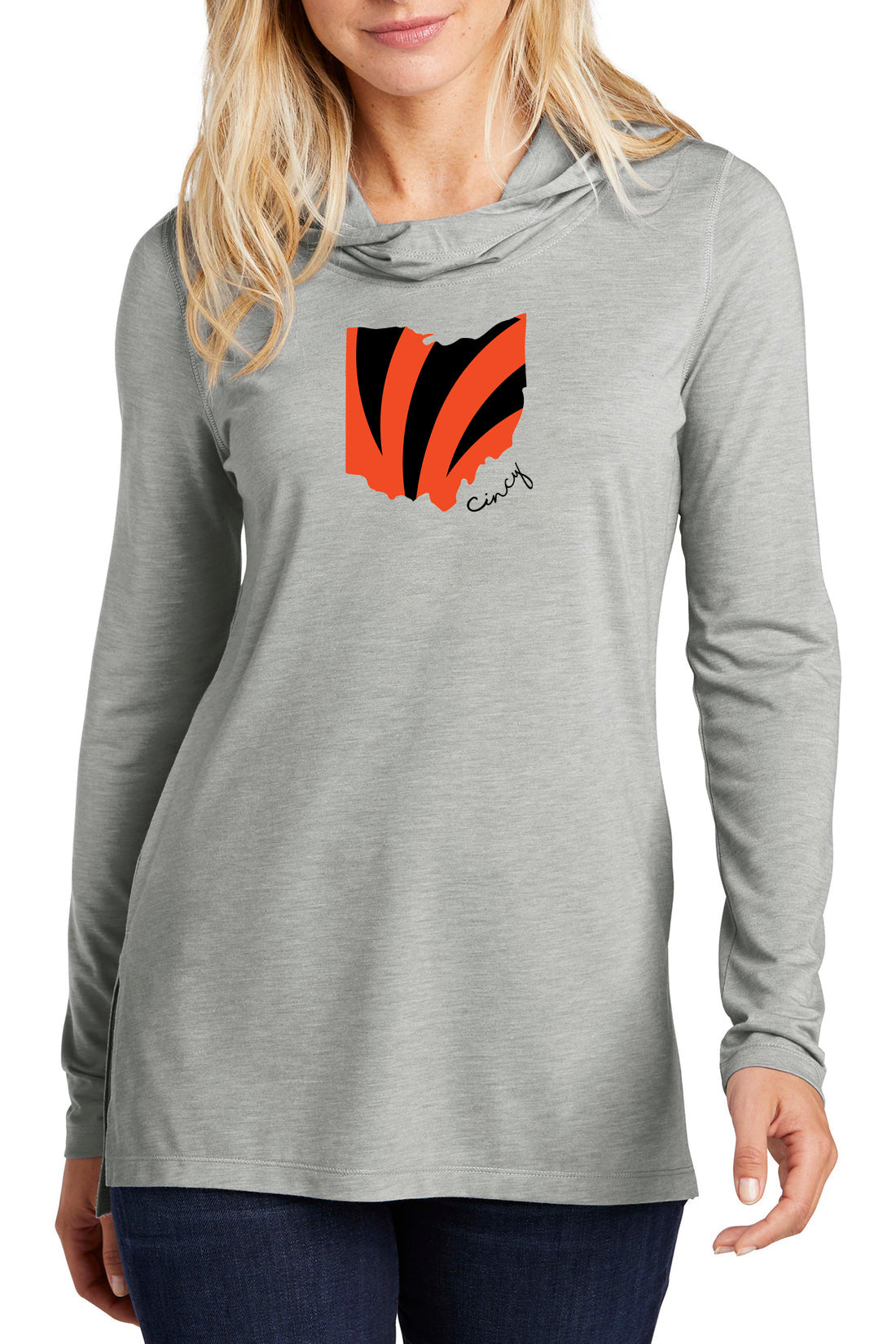 3407 - “Cincy Love" Lightweight Unisex Hoodie - Heather Grey