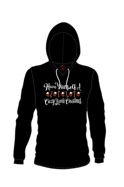 5100 - Cozy Little Christmas Lightweight Hoodie/ Black- FINAL SALE