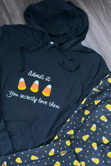 5228- Candy Corn Unisex Lightweight Hoodie / Black - FINAL SALE