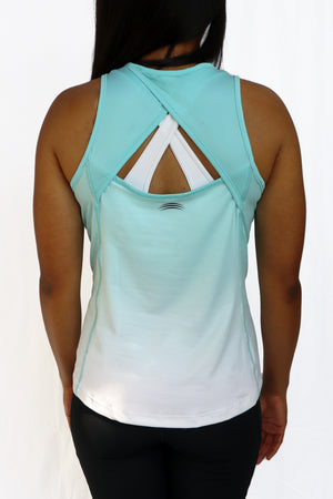 5008 - Flexible Strong Resilient Ombre Open Back Tank/ Teal