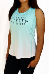 5008 - Flexible Strong Resilient Ombre Open Back Tank/ Teal
