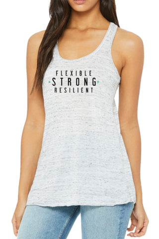 4108 - The Bend Bliss “Flexible, Strong, Resilient” Gathered Back Tank - White