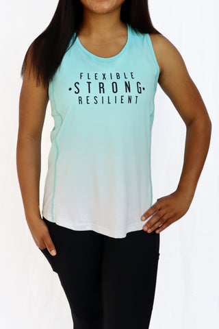 5008 - Flexible Strong Resilient Ombre Open Back Tank/ Teal