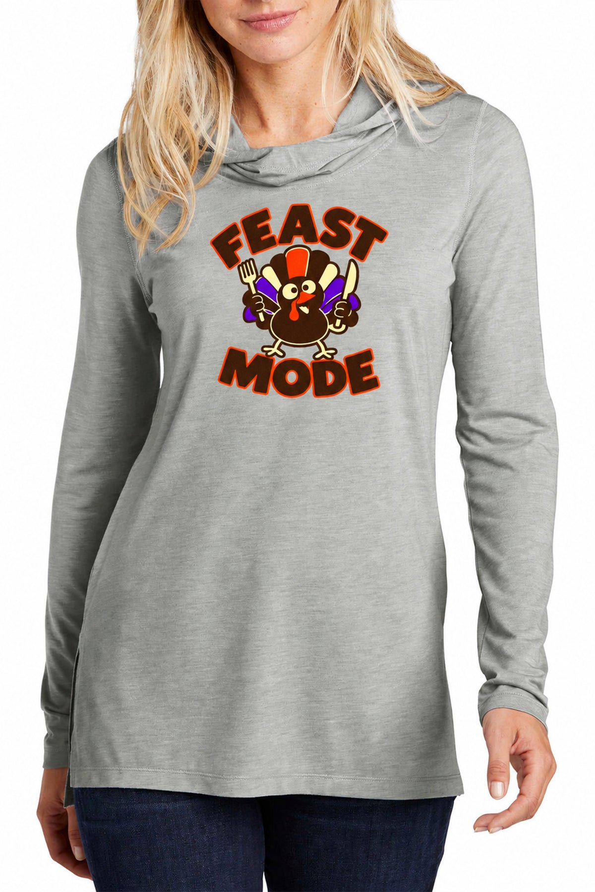 "Feast Mode" Unisex Lightweight Hoodie - Heather Grey - PRESALE