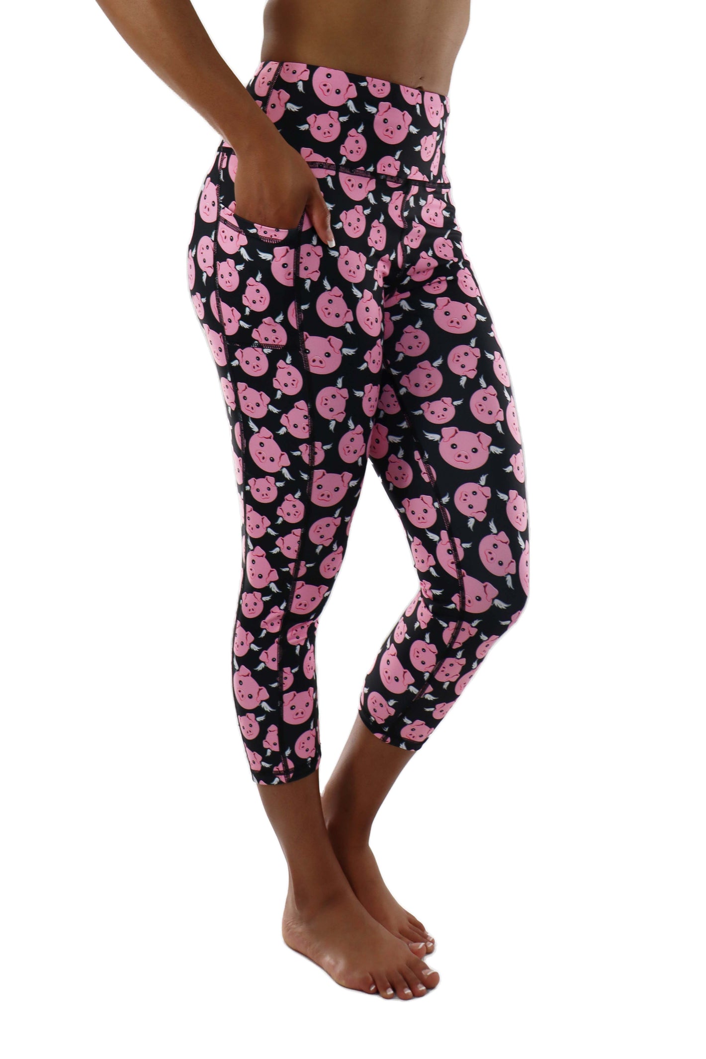 The Perfect Pocket Capri - Pink & Black Pig Print