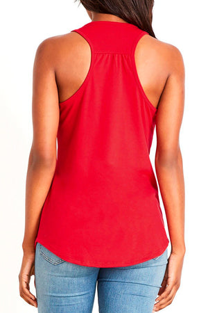 5306 - 4th of July Sparkle Gathered Back Tank - Red