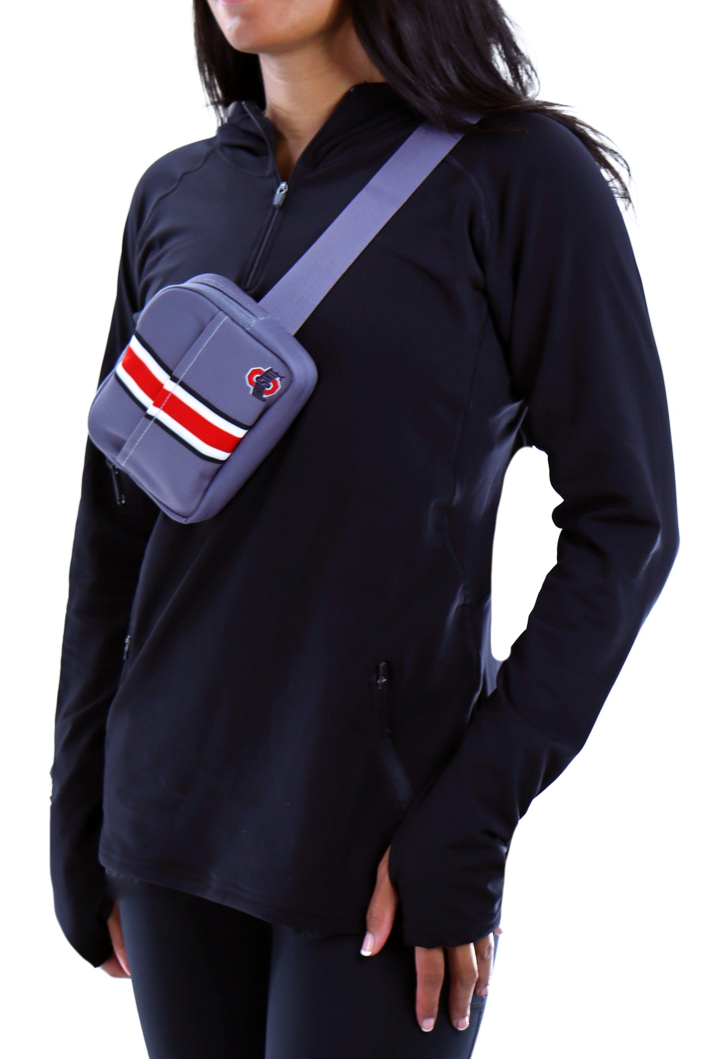 2109 - Ohio State Helmet Stripe Small Square Fanny Pack - Grey