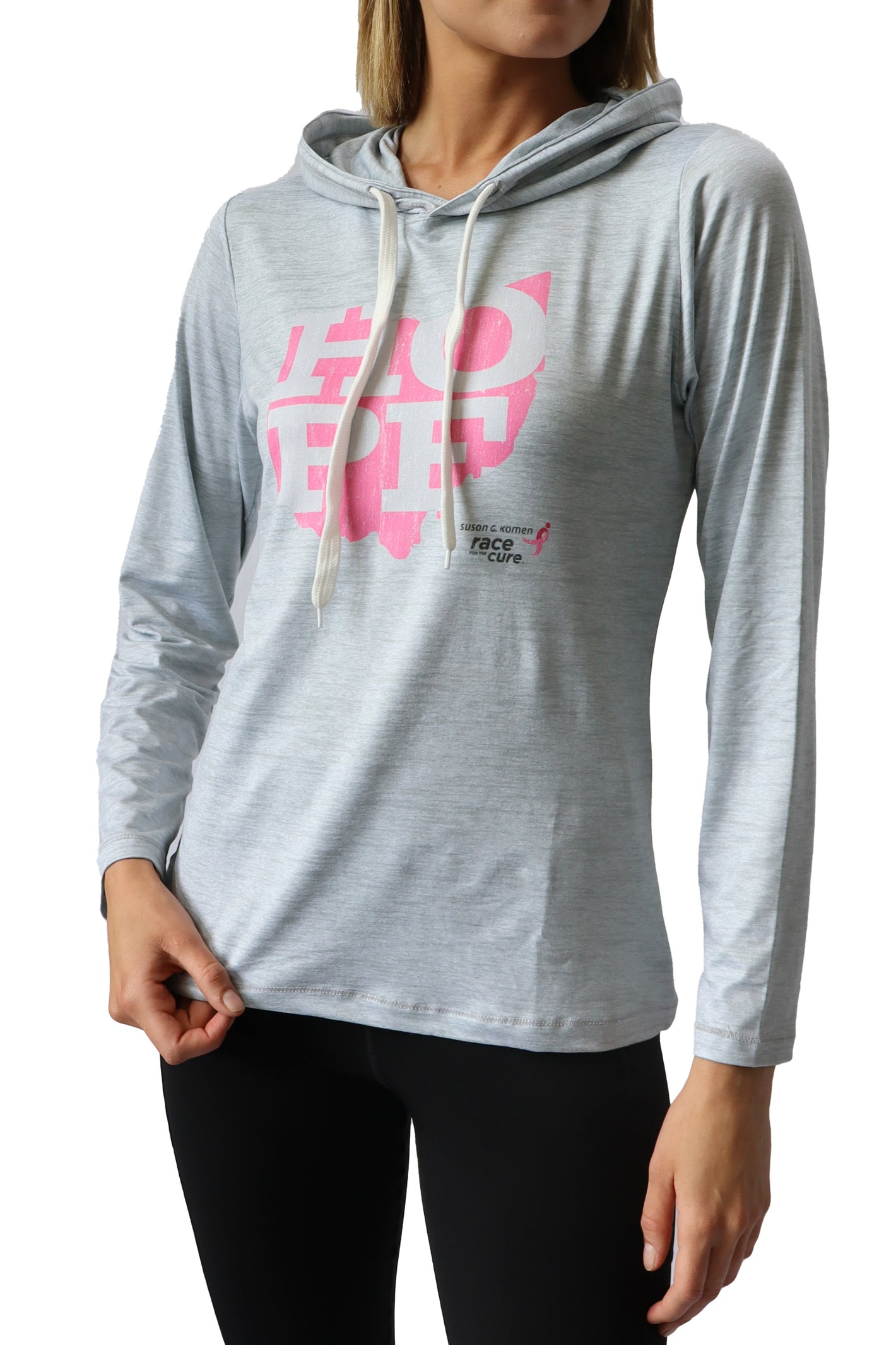 7304 - Women's Komen Hope Ohio Hoodie/Heather Grey