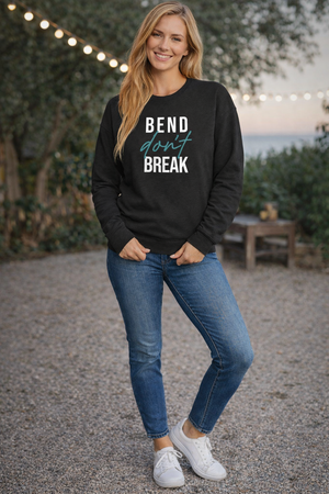 4206 - “Bend Don't Break" Fleece Unisex Crew Neck/Heather Black - FINAL SALE