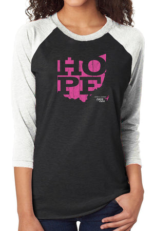 7403 - Komen Hope Ohio Baseball Tee/ Black & White