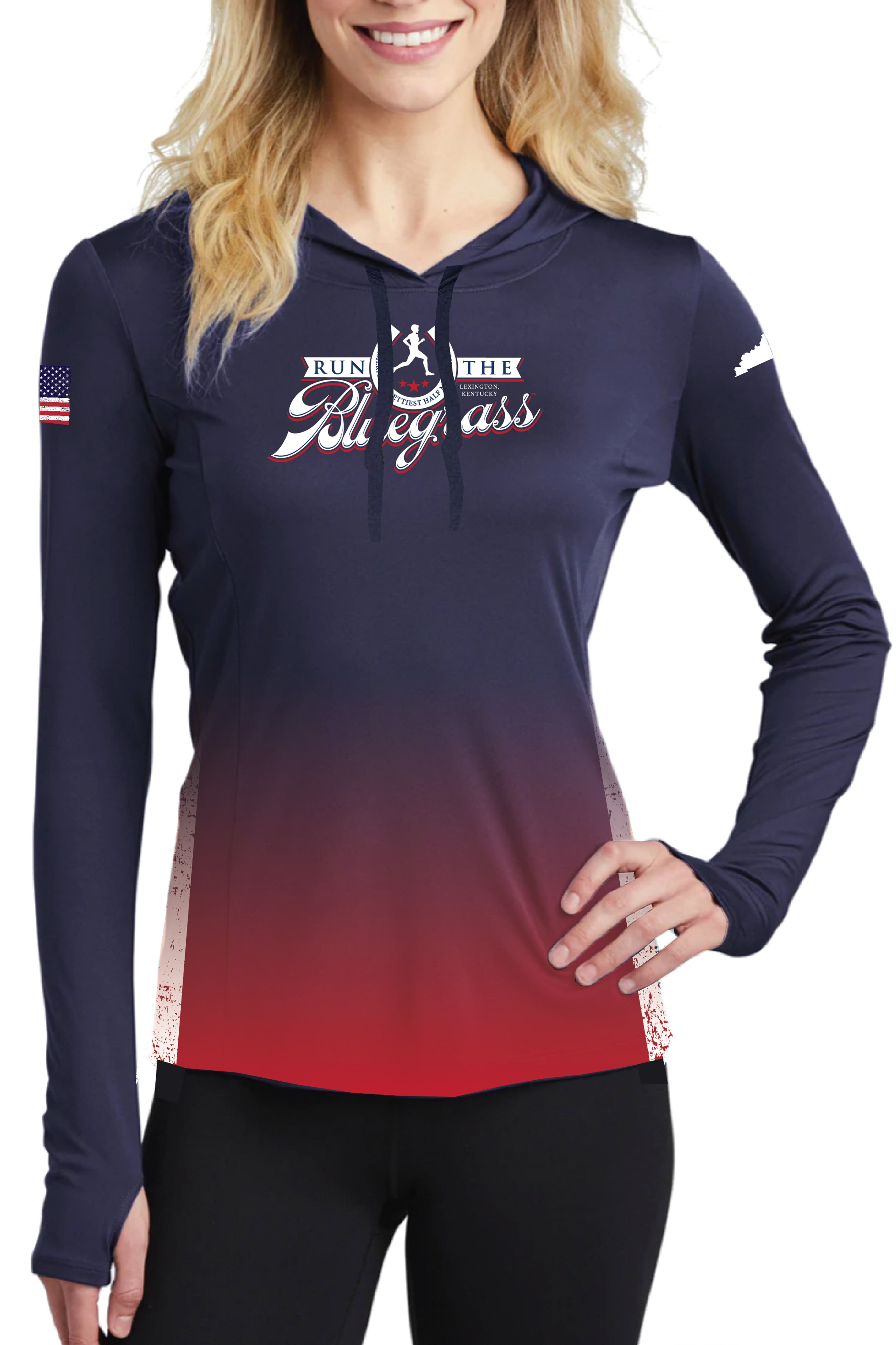 WOMEN'S Official RunTheBluegrass 2023 Lightweight Hoodie/ Navy Ombre