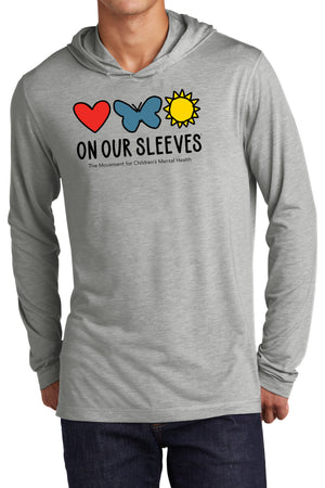 3304 - On Our Sleeves Lightweight Unisex Hoodie/Heather Grey - FINAL SALE
