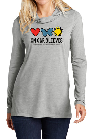 3304 - On Our Sleeves Lightweight Unisex Hoodie/Heather Grey