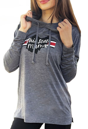 1305 - Ohio State Mama Lightweight Hoodie/Grey - FINAL SALE