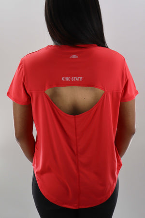 1312 - Ohio State Womens Open Back Short Sleeve Tee- Red