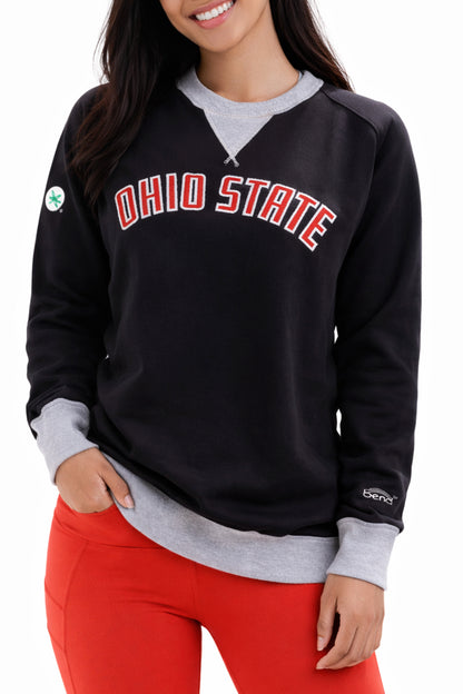 2000 - Ohio State Patchwork Ladies Raglan Mid weight Crew Neck/Black