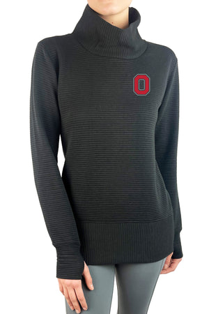 1204 - Ohio State Women's Ribbed Turtleneck Pullover/Black