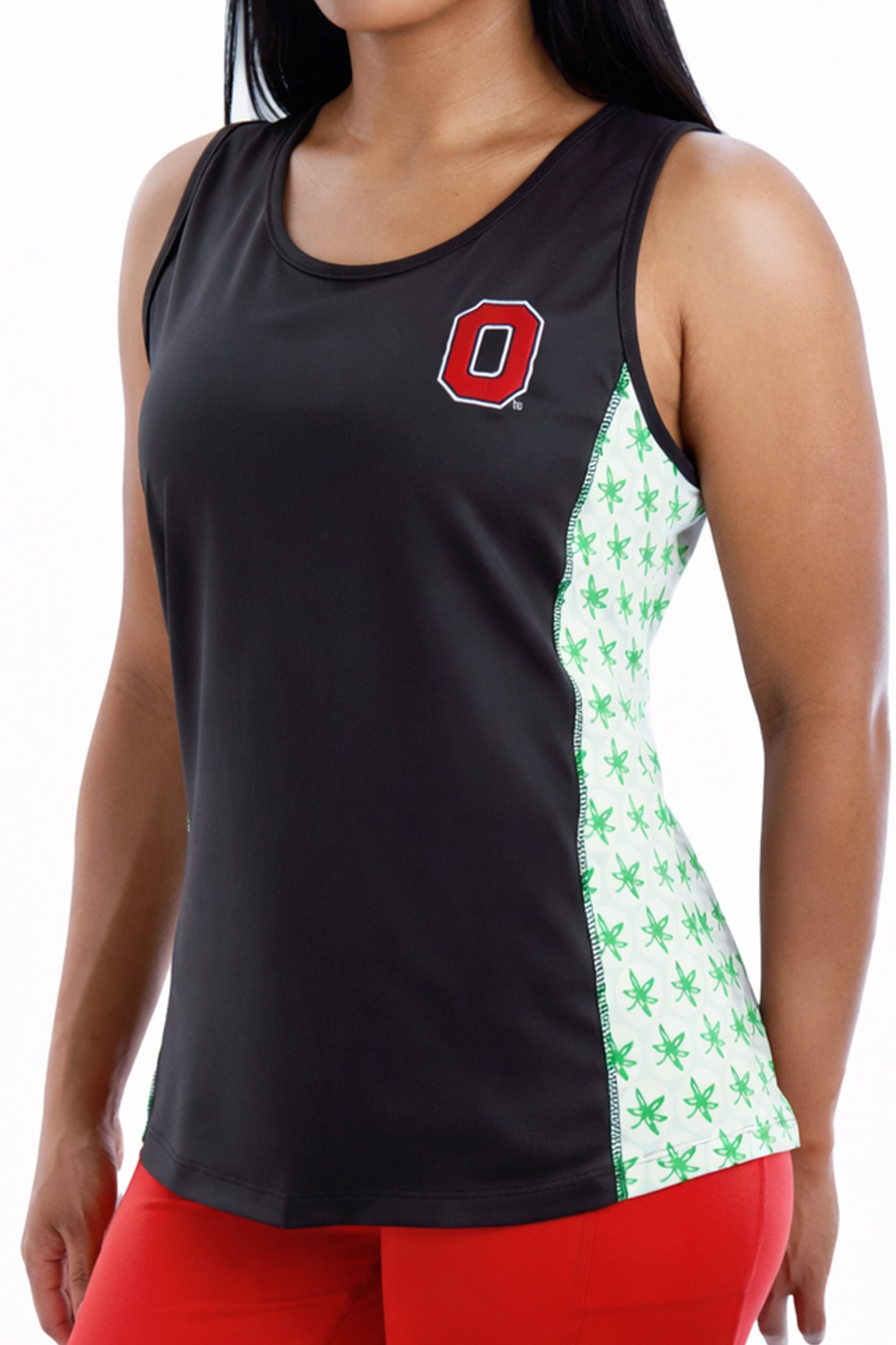 1304 - Ohio State Buckeye Leaves Open Back Tank - Black