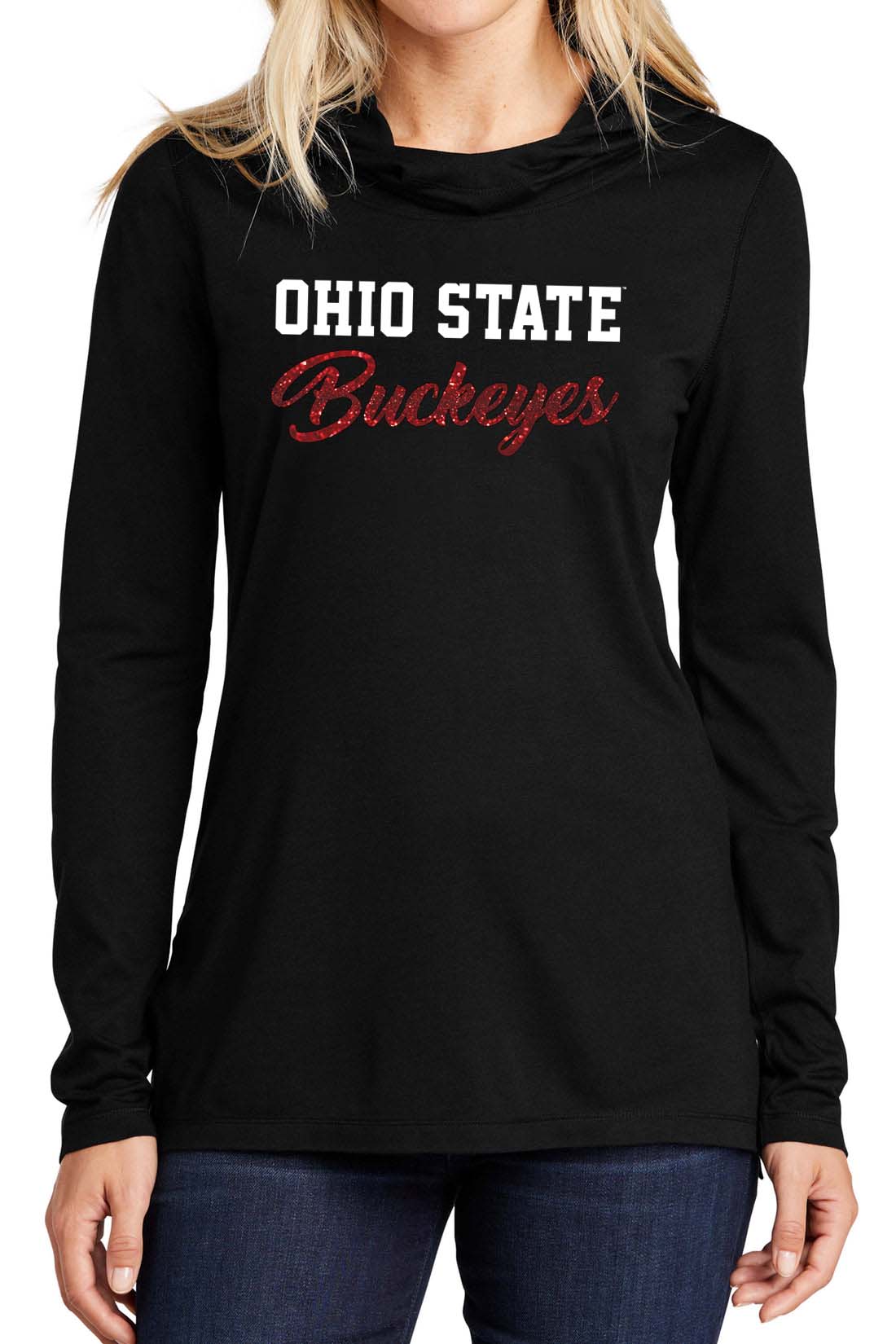 2115 - Ohio State "Buckeyes Bling Script" Unisex Lightweight Hoodie - Black