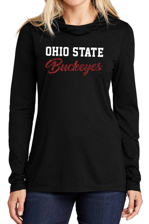 2115 - Ohio State "Buckeyes Bling Script" Unisex Lightweight Hoodie - Black