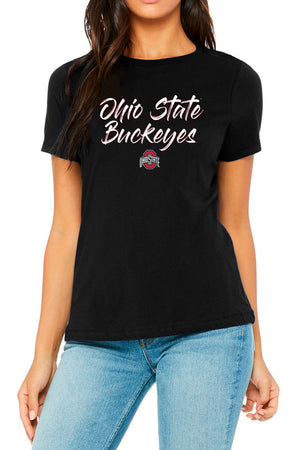 1301 - Ohio State Brush Stroke Unisex Short Sleeve Tee - Black