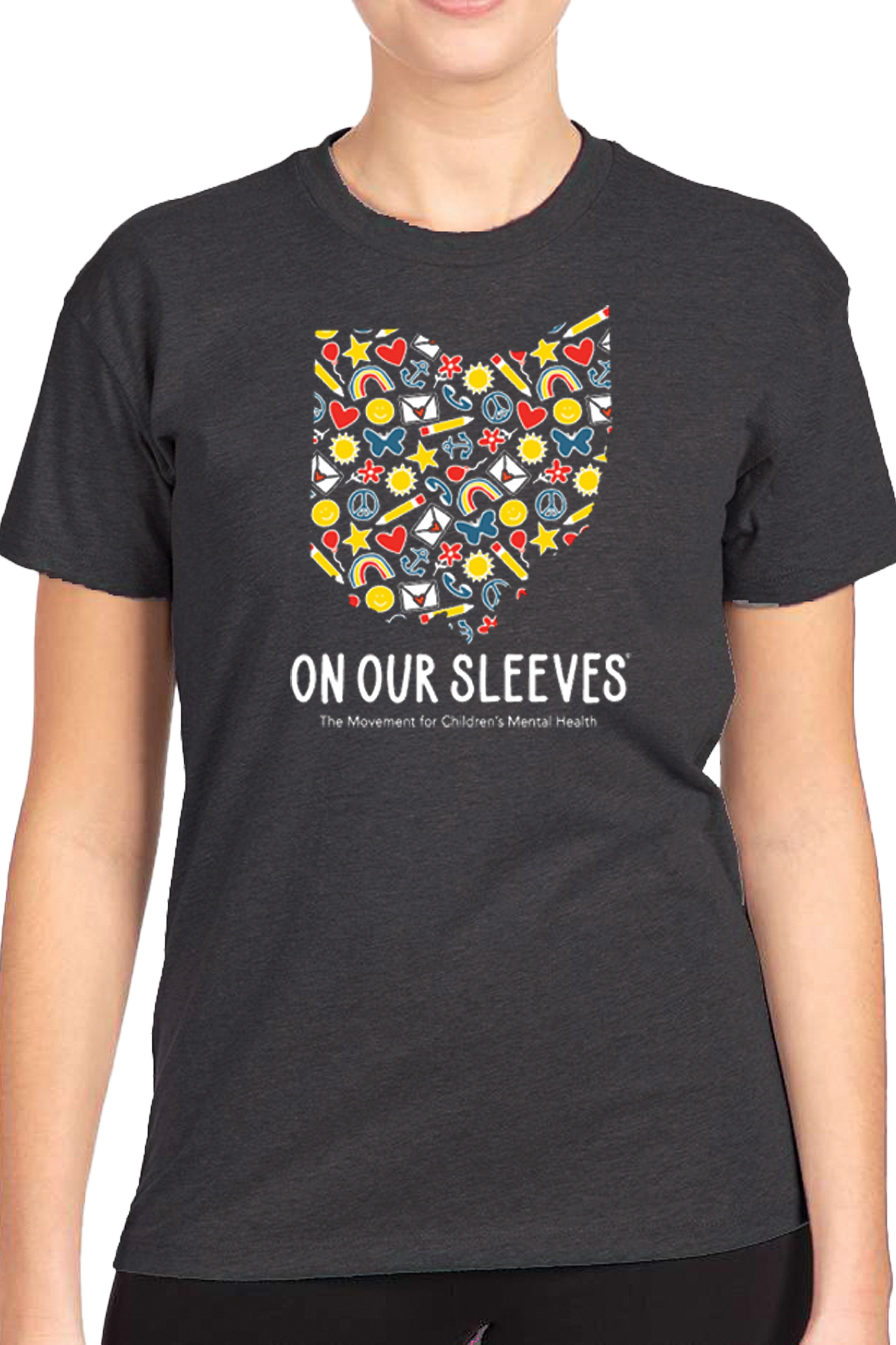 3304 - The  "OHIO On Our Sleeves" Unisex Shortsleeve Tee/ Charcoal