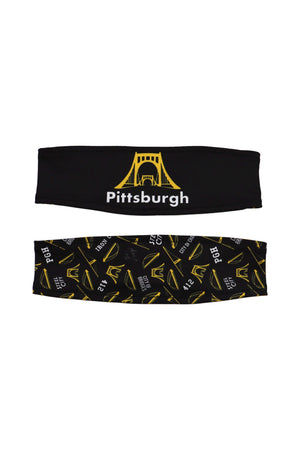 3014 - REVERSIBLE Pittsburgh Bridge Headband - Black & Gold Print - FINAL SALE