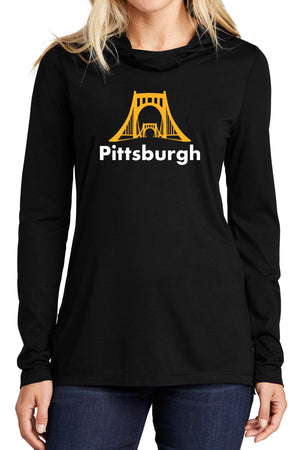 3119 -Pittsburgh Bridges Unisex Lightweight Hoodie -  Heather Black