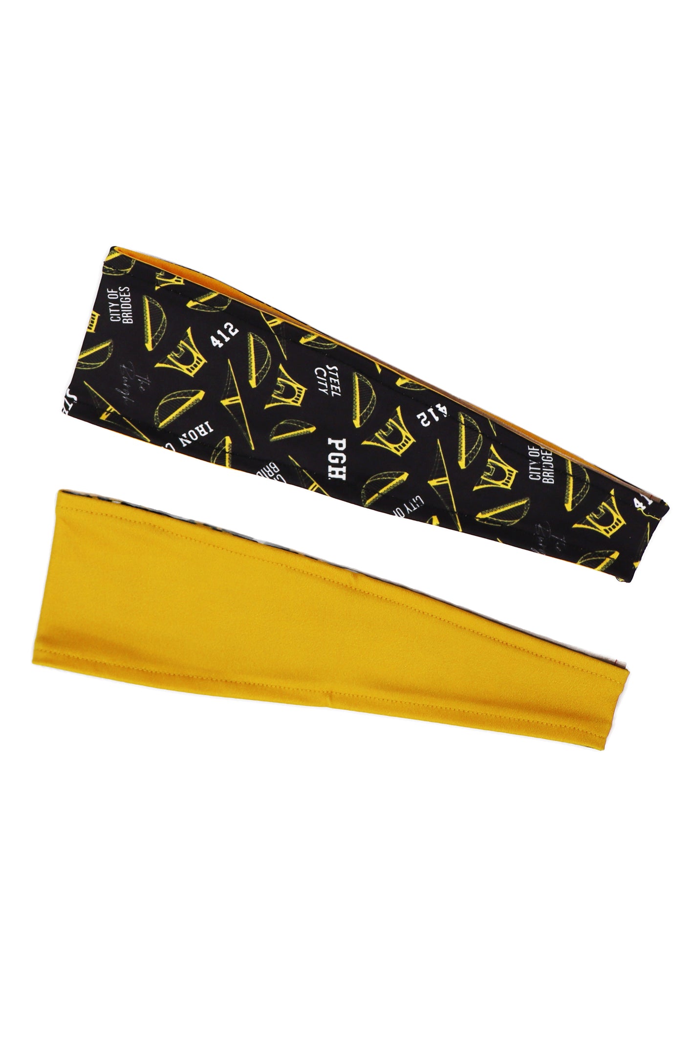 3014 - REVERSIBLE Pittsburgh Hometown Headband - Black & Gold Print