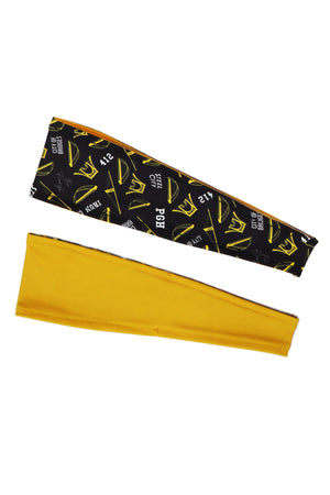 3014 - REVERSIBLE Pittsburgh Hometown Headband - Black & Gold Print