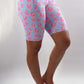 7203 - "When Pigs Fly" Biker Short - Blue & Pink Print