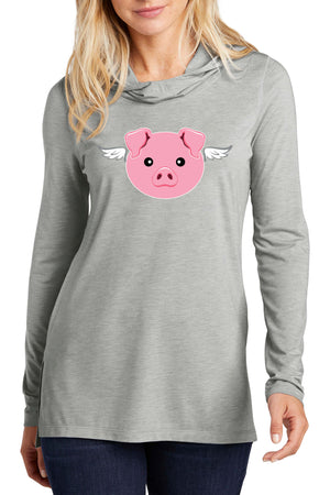 3111 - "When Pigs Fly" Lightweight Unisex Hoodie - Heather Grey