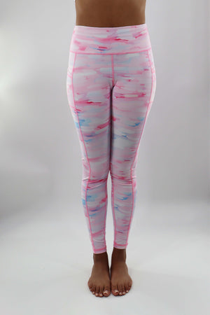 3204 - The Perfect Pocket Legging- Pink Watercolor Print - FINAL SALE