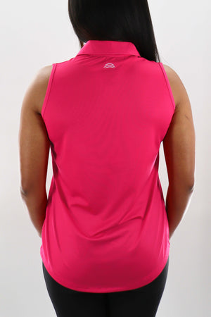 4111 - Womens Sleeveless Polo - Fuschia - FINAL SALE