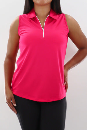4111 - Womens Sleeveless Polo - Fuschia - FINAL SALE