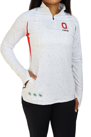 2111 - The Ohio State Women's "Proud Parent" Lightweight 1/4 Zip Pullover/White