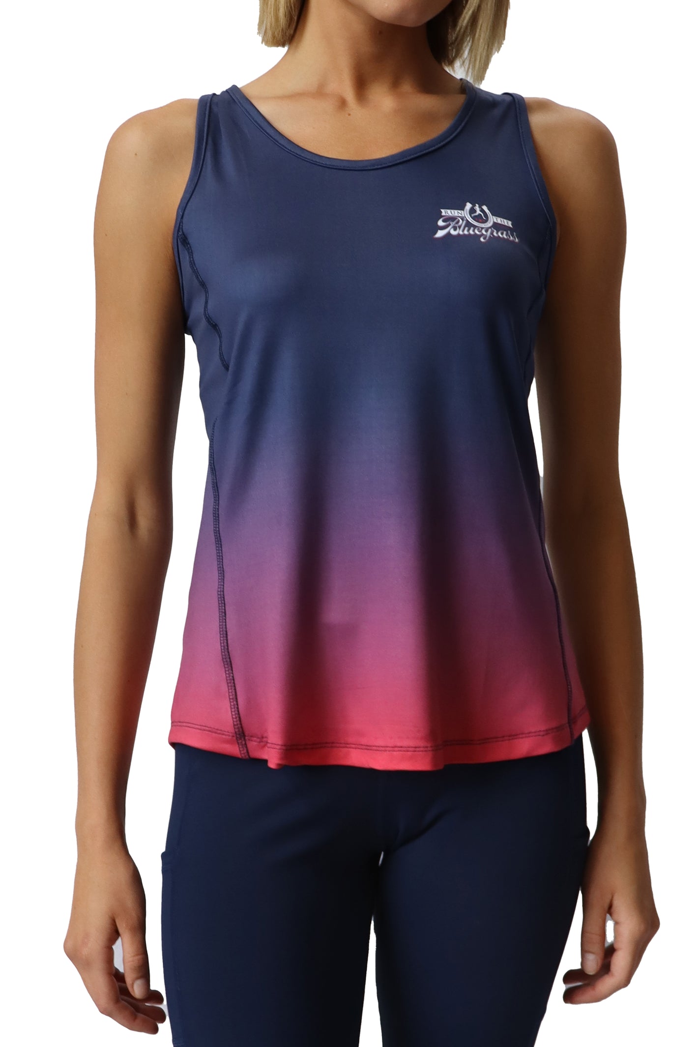 7004 -RunTheBluegrass Open Back Tank - Navy