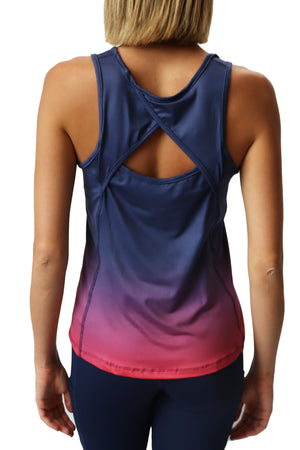 3216 -RunTheBluegrass Open Back Tank - Navy  FINAL SALE