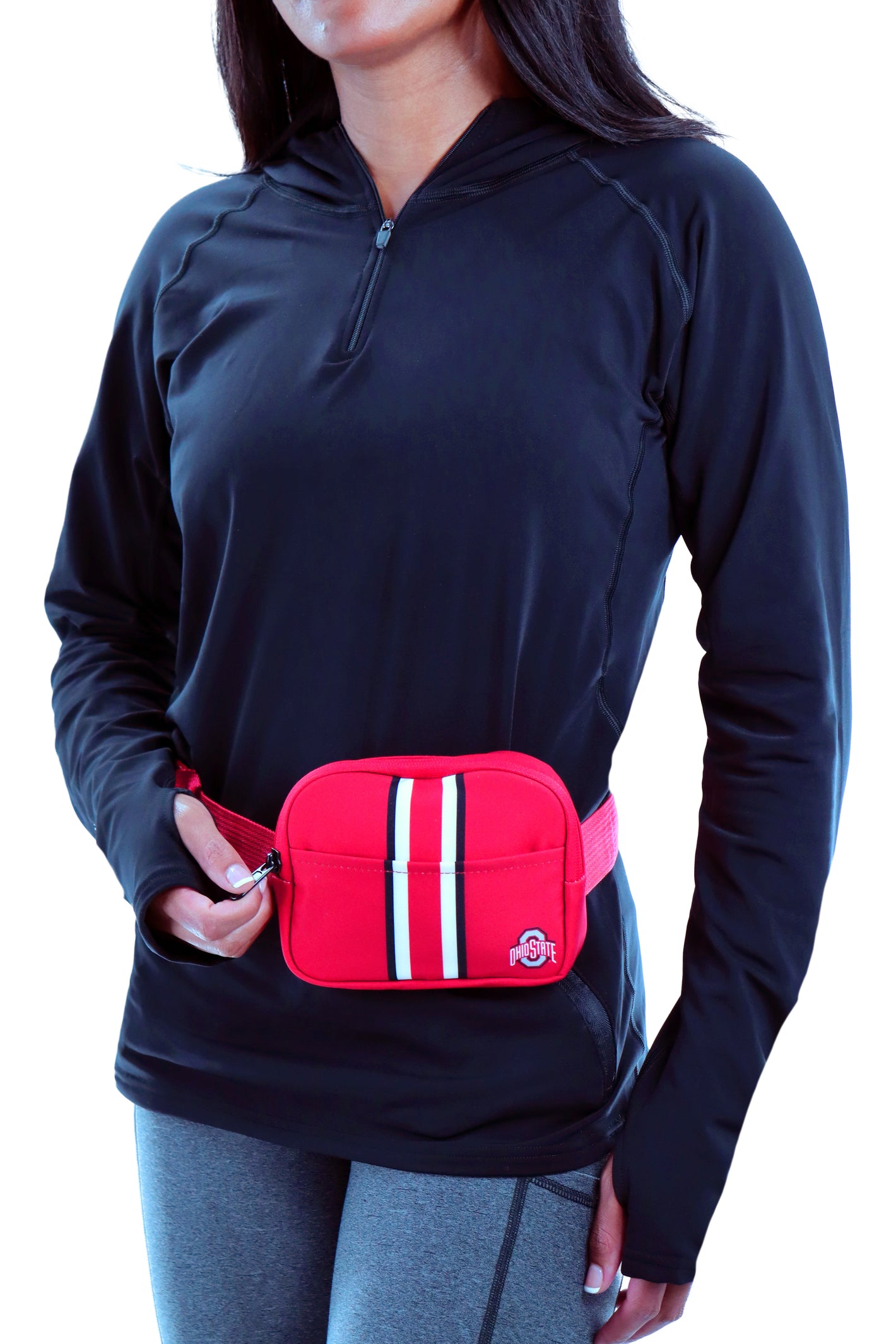 2110 - Ohio State Helmet Stripe Small Square Fanny Pack - Red